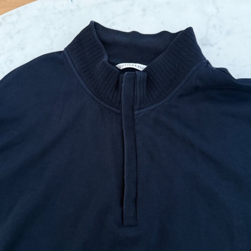Cutter & Buck Quarter Zip Pullover Mens XL Big Tall Navy Cotton Sweater